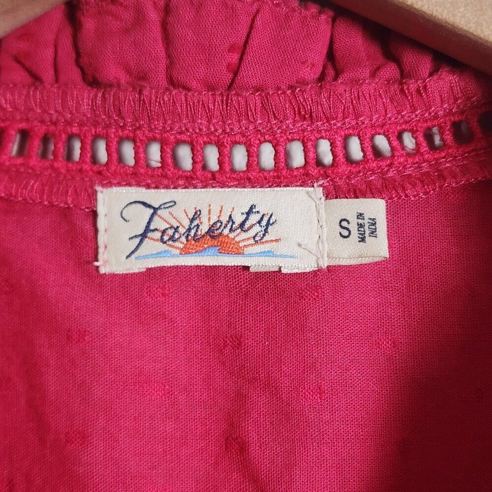 Faherty Shirt Womens Small Pink Sleeveless Button Front Organic Cotton Top - Picture 3 of 8